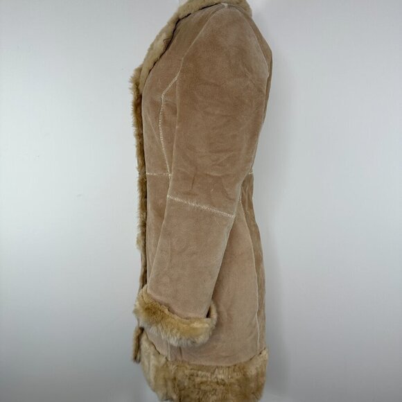 Vintage Y2K 90s Guess Faux Suede & Sherpa Penny Lane Long Coat Size XS - Picture 8 of 16